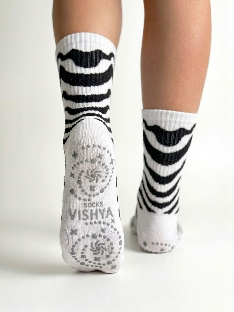 Calcetas Deportivas Antiderrapantes 'Zebra Print'