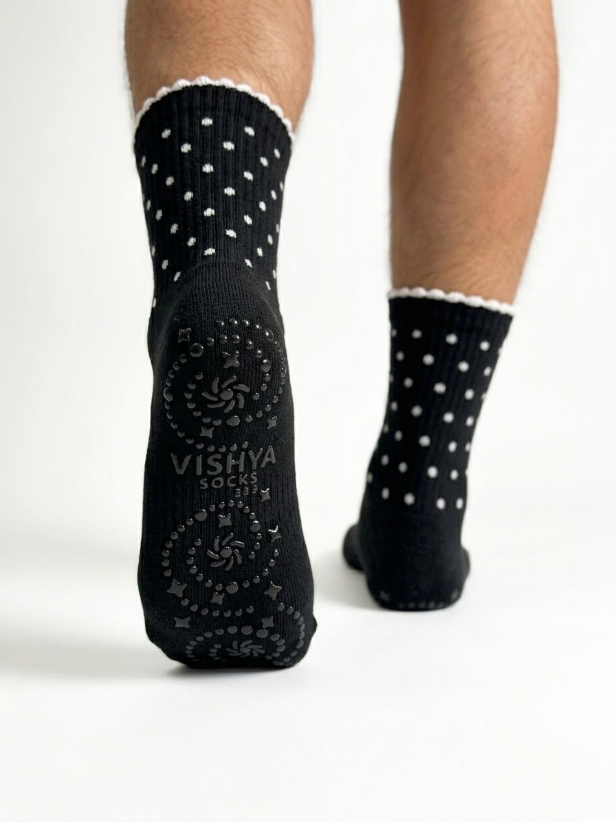 Calceta Negra Polka Dot con Olan