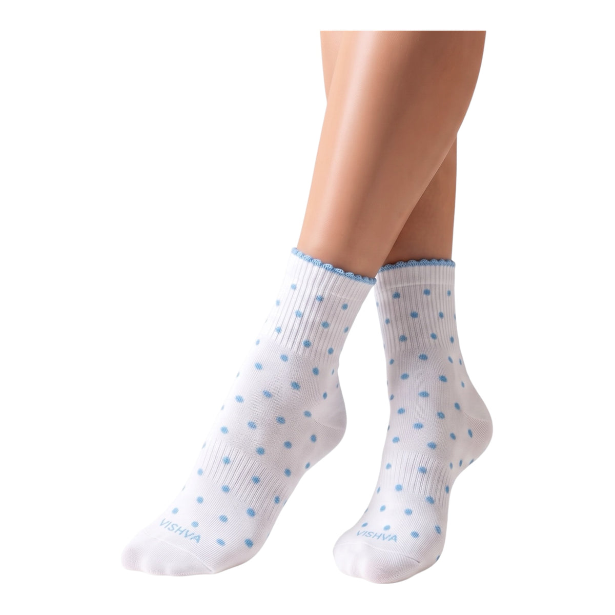 Calceta Blanca Polka Dot con Olan